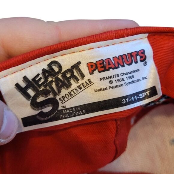 Vintage Head Start Peanuts Red Embroidered Snoopy Sports Baseball Hat OS - Picture 5 of 6